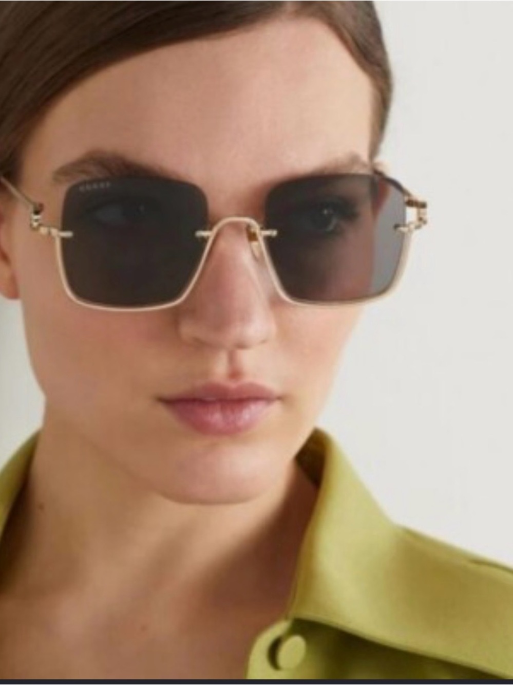 Gucci Gold Metal Frame Sunglasses with Dark Lenses